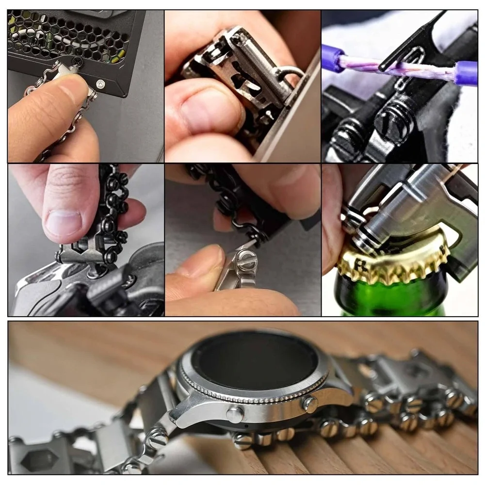 Tread Multitool Bracelet SINGEAR Men Watch Band Silver Size One New Retro